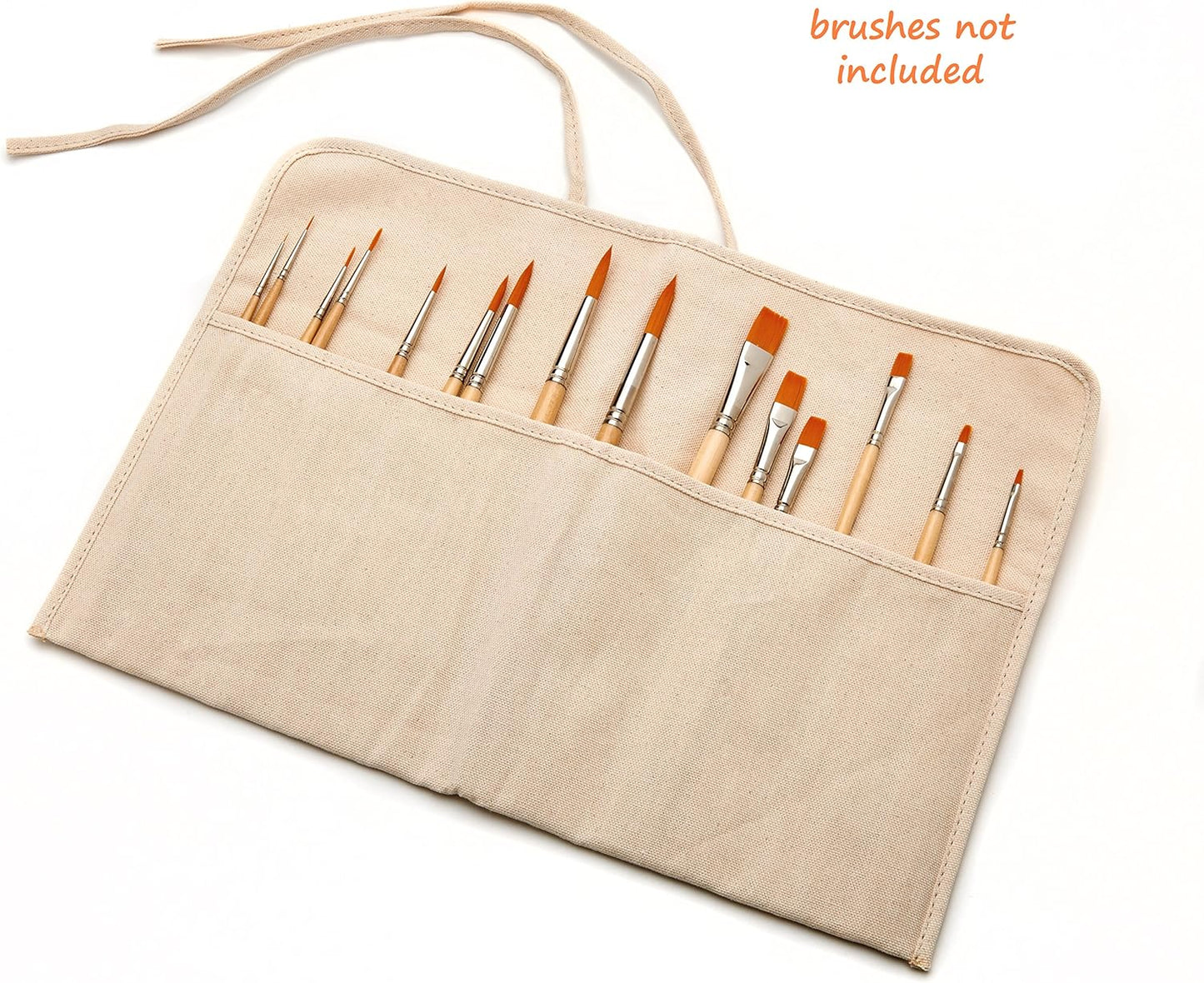 AIT Art Paint Brush Holder, Handmade From Natural Cotton Canvas, Roll Up Design Protects Your Favorite Small Brushes and Tools and Saves Space During Storage or Travel