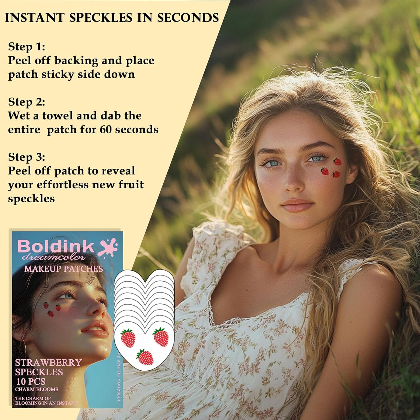 10pcs Face Makeup Patches,Strawberry Speckles, Beauty Face Makeup,Waterproof Strawberry Patches,Temporary Facial Strawberry Tattoo For Women.