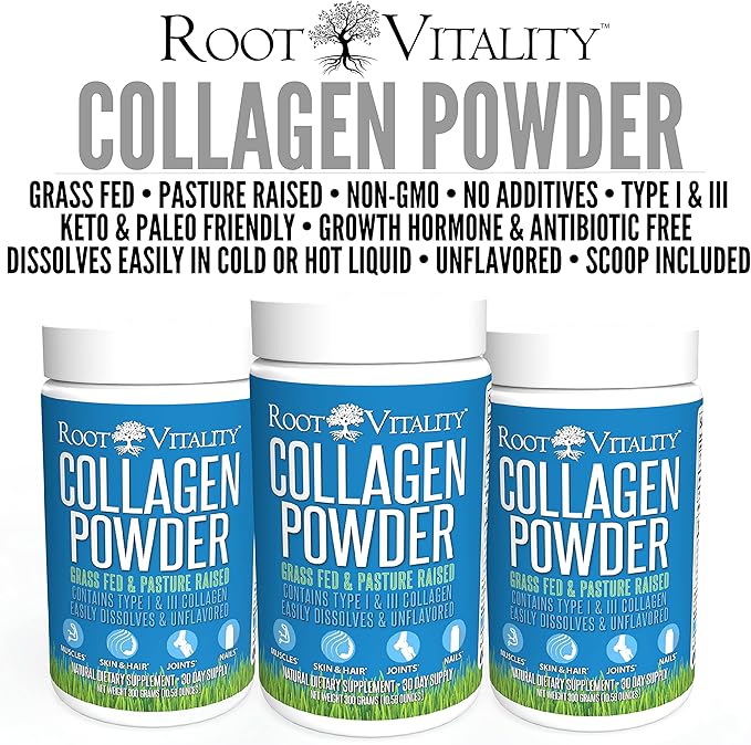 Collagen Peptides Powder - Grass-Fed, Pasture-Raised Hydrolyzed Protein Supplement for Skin, Hair, & Nails - Non-GMO, Zero Sugar Daily Supplement for Men & Women (30 Servings)