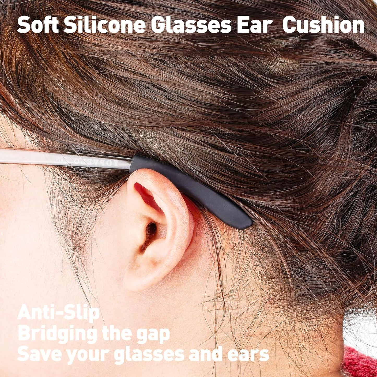 Glasses Ear Cushion, Non Slip Soft Silicone Eyeglass Ear Cushions, Anti-Slip Comfort Eyeglasses Temple Tips Sleeve Retainer, Comfort Eye Glass Ear Grips, Glasses Accessories (5 Grey Pairs)