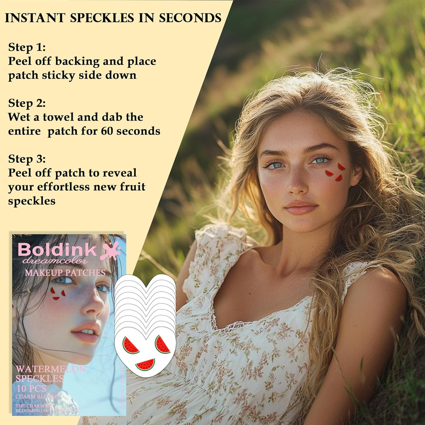 10pcs Watermelon Face Makeup Patches, Temporary Facial Tattoos for Adults, Water Resistant