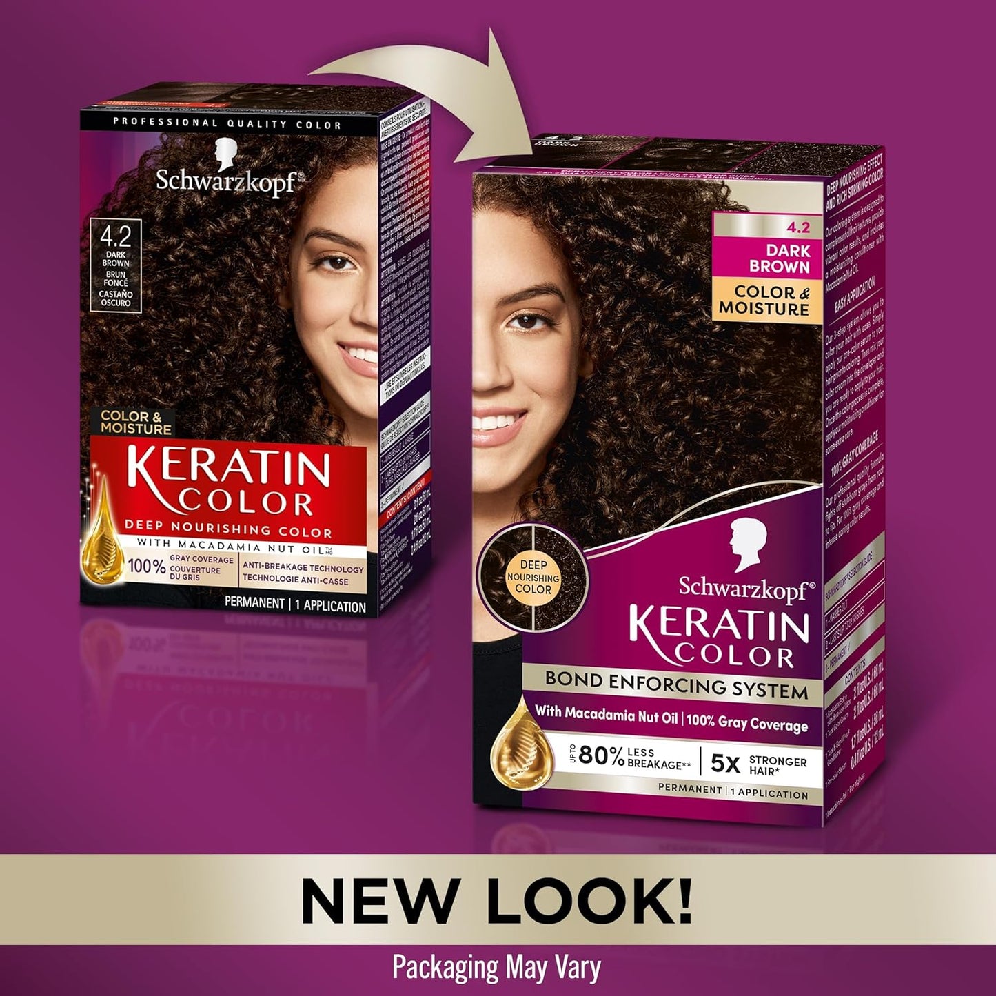 Schwarzkopf Keratin Color, Color & Moisture Permanent Hair Color Cream, 4.2 Dark Brown
