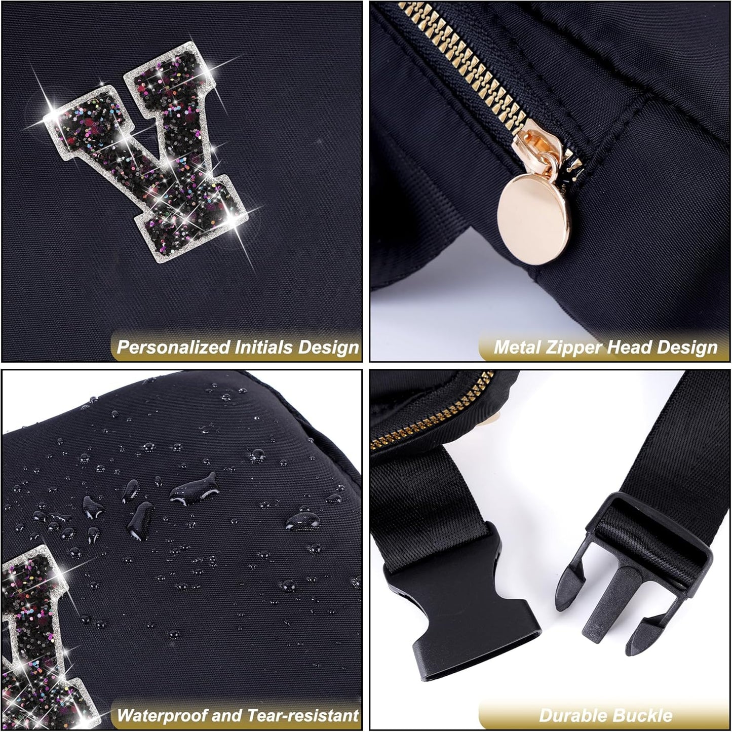 Gifts for Girls & Kids - Birthday Gifts for Daughter & Sister, Essentials for Her, Travel Essentials, Cute Teen Trendy Stuff Waist Packs Belt Bag Crossbody Bag | Black, Initial V