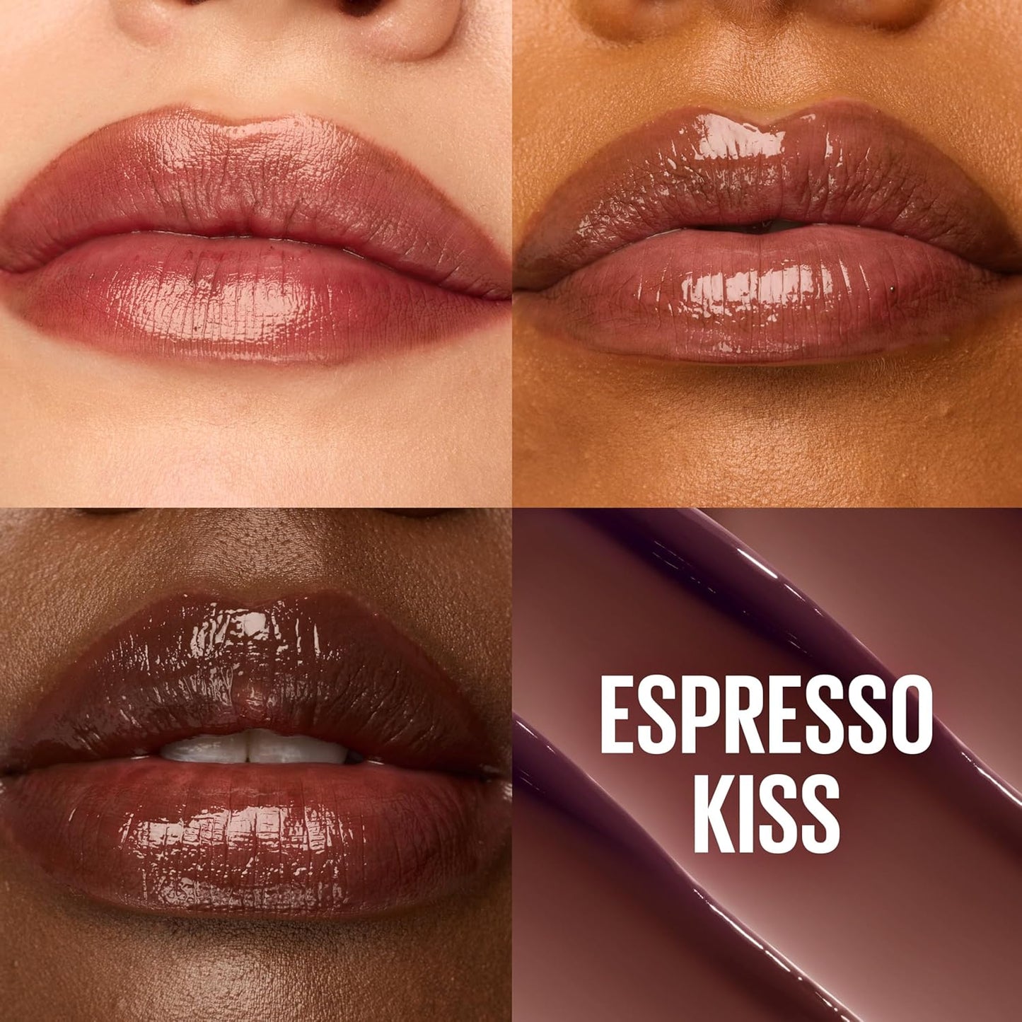 Maybelline Lifter Glaze Oil Balm with Hyaluronic Acid and Hydrating Oil Blend, Lip Balm with 24HRs of Smooth, Moisturizing Shine, Espresso Kiss (Sheer Deep Brown Nude)