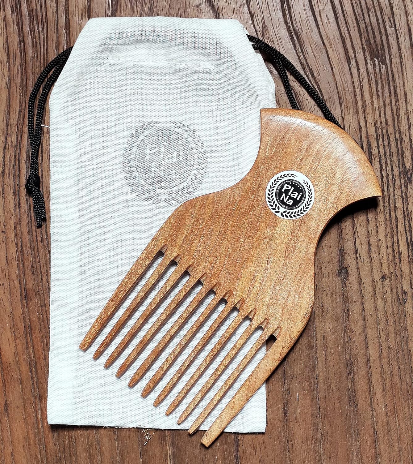 Plai Na Wooden Afro Pick Comb for Natural Black Hair - No Snags, No Static, No Tangle for Women and Men