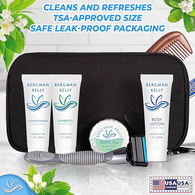 BERGMAN KELLY - Travel Size Lotion - 1 fl oz, 50 PK, White Tea - Delight Your Guests with Invigorating and Refreshing Body Lotion - Quality Mini and Small Size Guest Hotel Toiletries in Bulk