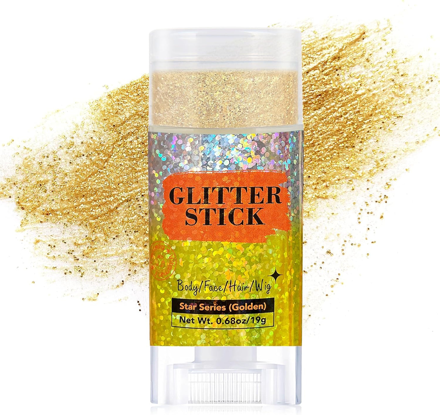 MEICOLY Gold Face Body Glitter Stick,Music Festival Accessories Outfits for Women,Sparkle Glitter Makeup for Face/Body/Hair/,Hair Glitter for Kids,Mardi Gras Accessories,Fine Glitter