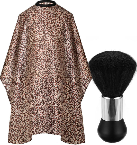 Professional Hair Cutting Cape with Neck Duster Brush, Salon Barber Cape, Hairdressing Accessories
