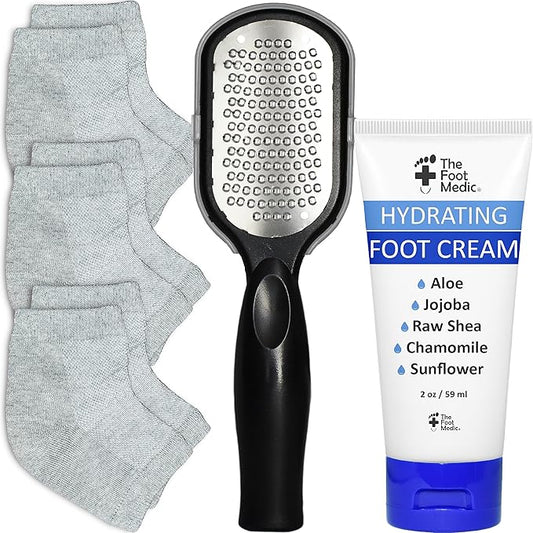 Cracked Heel Repair Kit: Moisturizing Socks, Foot Cream & Foot File, Cracked Heel Treatment, Heel Socks, Silicone Toeless Socks, Spa Gel Socks for Dry Cracked Feet Women, Pedicure Socks