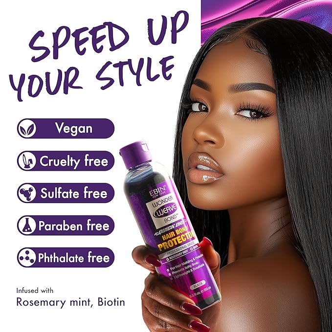 EBIN NEW YORK Wonder Weave Bond Hair Protector Black 4 Fl Oz – Hair Protectant For Quick Weave – Lightweight Scalp Shield with Rosemary Mint and Biotin