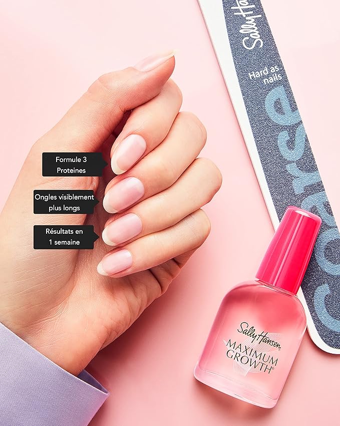 Sally Hansen Maximum Growth®, Nail Strengthener, Base Coat, Nail Protectant, Triple Protein and Silk Formula
