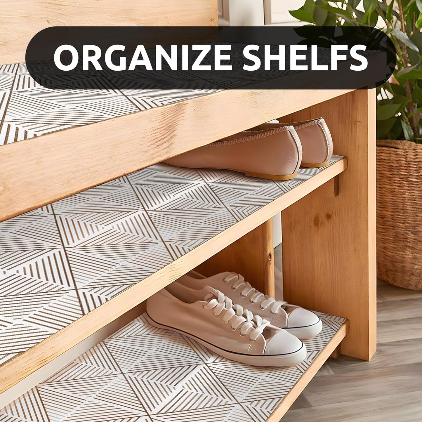 RAY STAR 18X96 Inch Shelf Liner for Kitchen Cabinets, Non-Adhesive Cabinet Liner Washable, PVC Drawer Liner for Dresser Non-Slip Bathroom (Classic)(5 Roll)