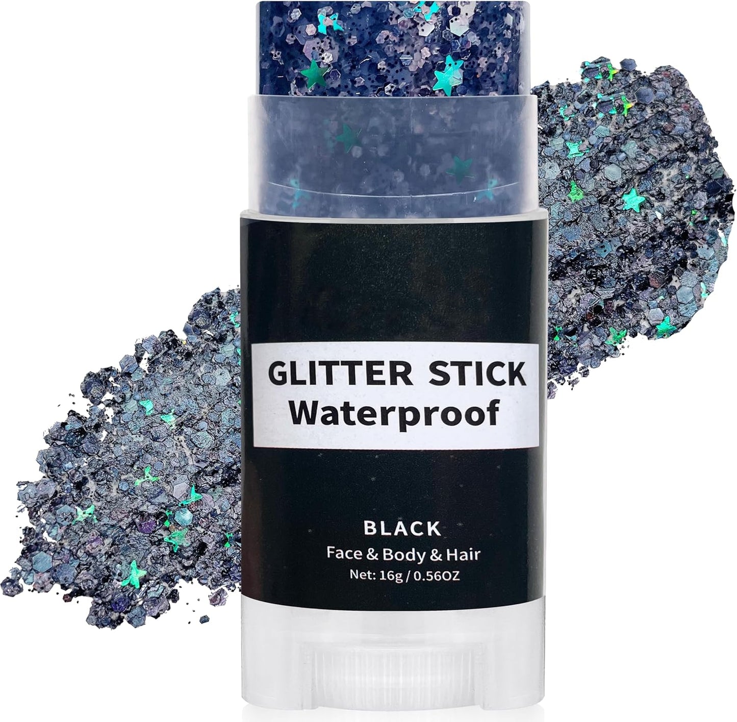 Black Face Glitter Stick,Halloween Body Hair Glitter for Kids,Waterproof Singer Concert Outfits for Women, Chunky Glitter Makeup Sequins Body Paint for Parties,Festival