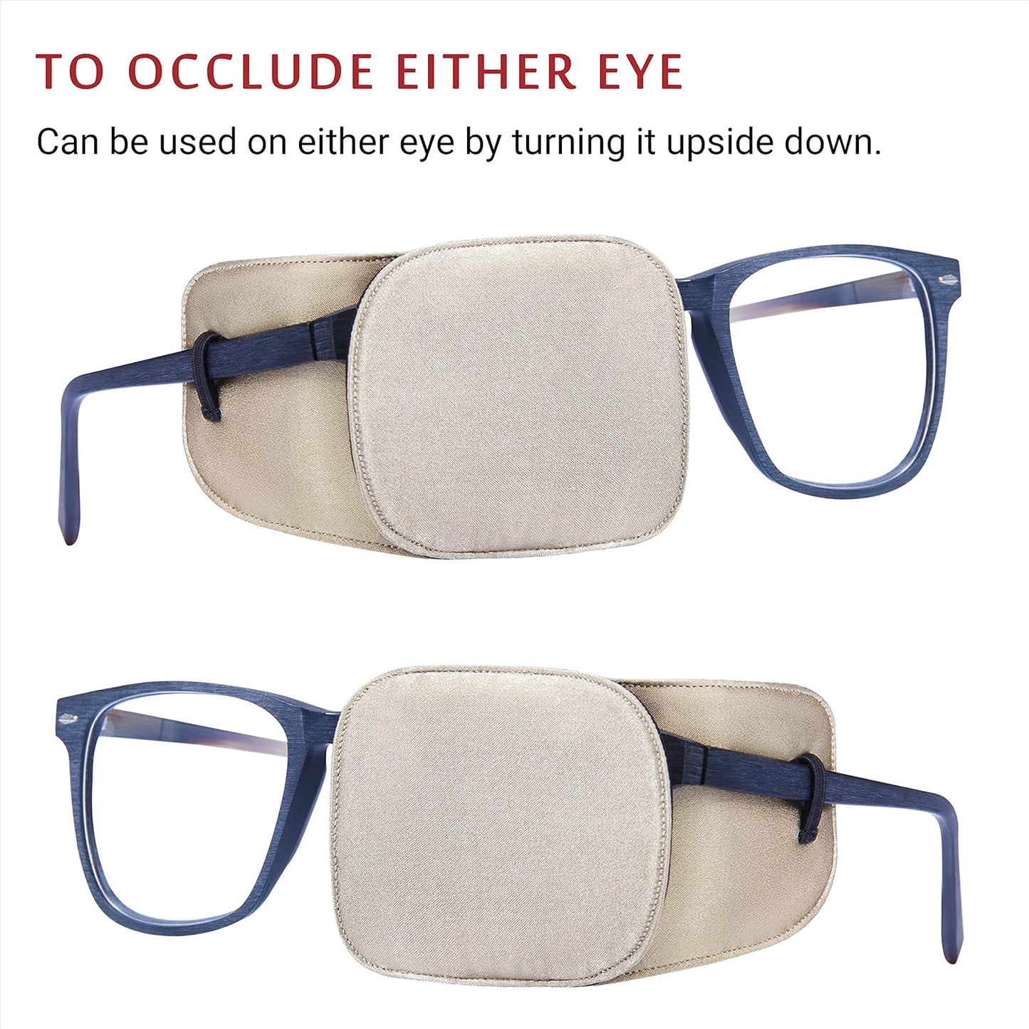 Astropic 2Pcs Large Silk Eye Patches for Adults Kids Glasses to Cover Either Eye (Large, Khaki)