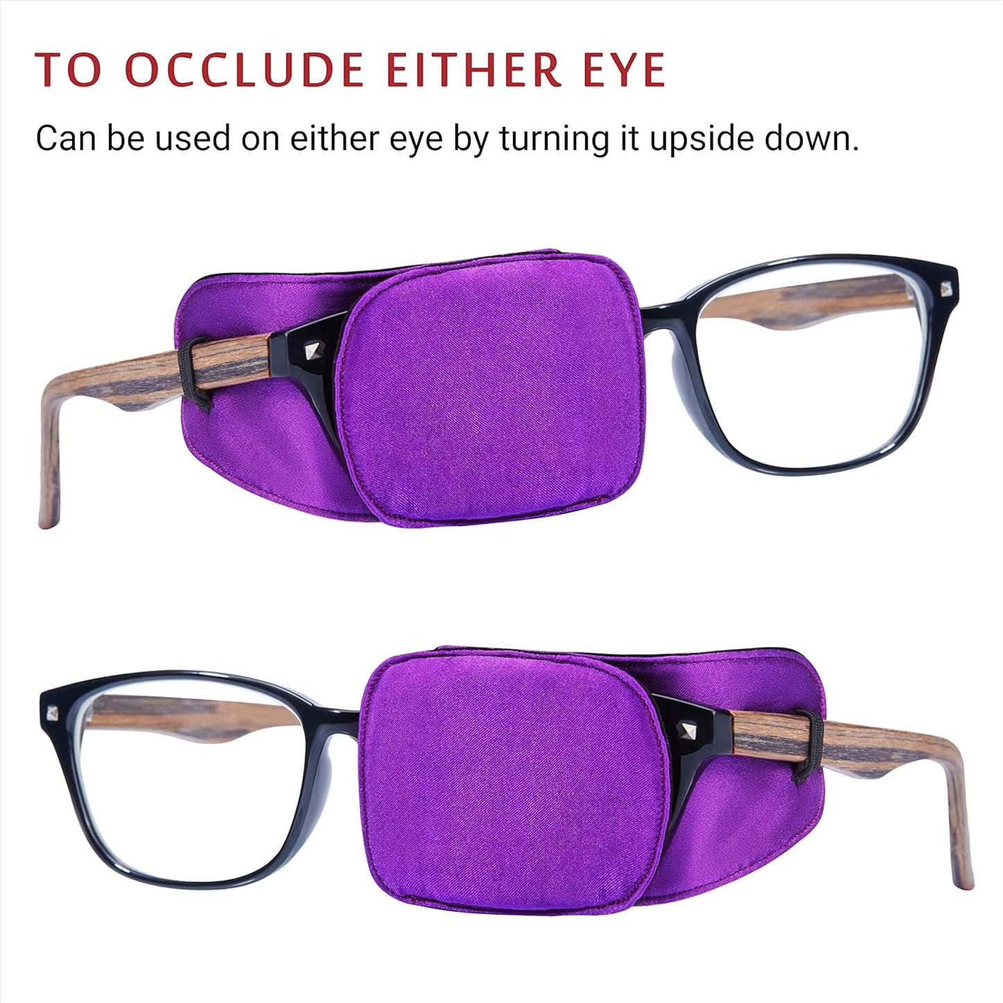 Astropic 2Pcs Silk Eye Patches for Adults Kids Glasses to Cover Either Eye (Medium, Violet)