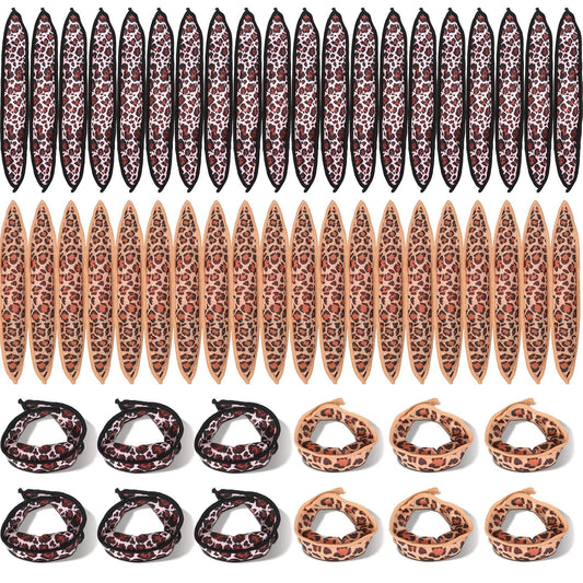 Bememo 40 Pieces Soft Curlers Hair Rollers Pillow Rollers for Hair Satin Sponge Curlers to Sleep in Overnight Heatless No Heat for Long Short Foam Rag Large Styling Tools(Leopard)