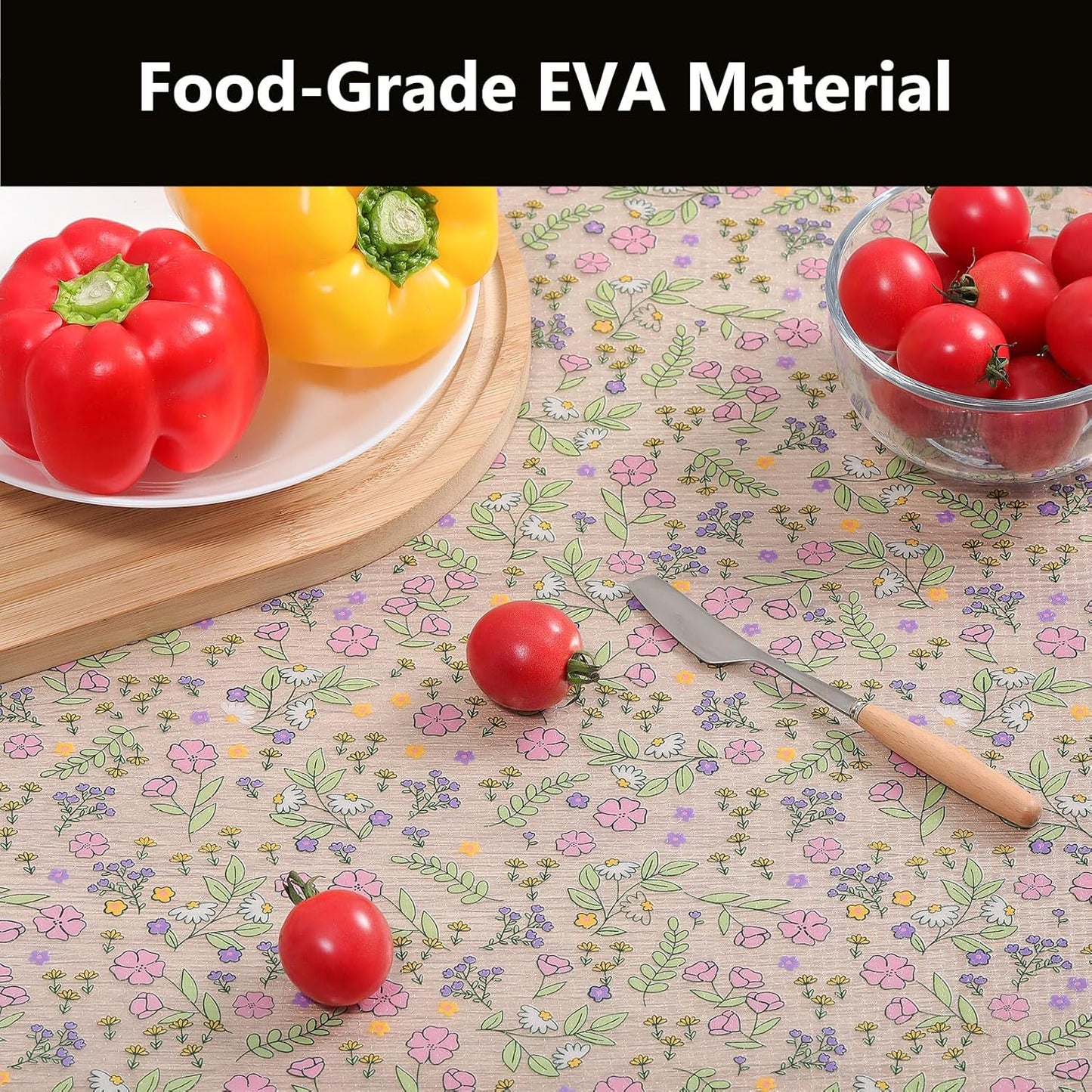 INNOLITES Shelf Liner, Non-Adhesive Floral Cabinet Drawer Liner for Kitchen, Waterproof Oil-Proof, EVA Easy to Clean & BPA-Free (11.8" x 360")