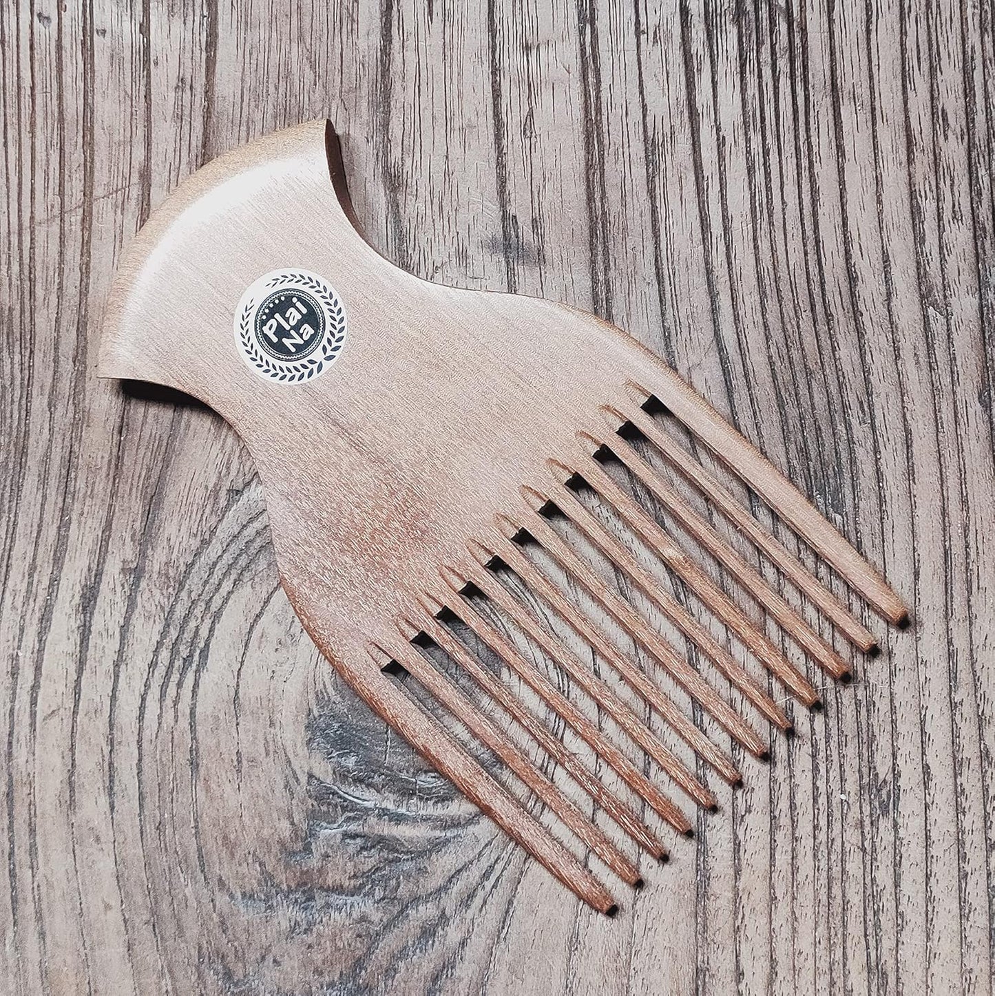 Plai Na Wooden Afro Pick Comb for Natural Black Hair - No Snags, No Static, No Tangle for Women and Men