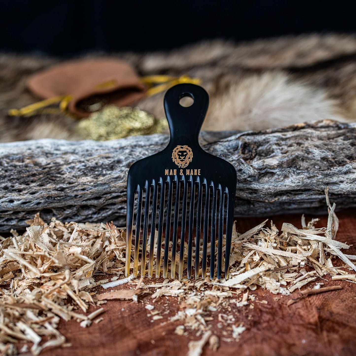 Premium Handmade 100% Oxhorn Anti-static Hair Pick Comb, for Long Thick Curly & Afro Hair and Beards