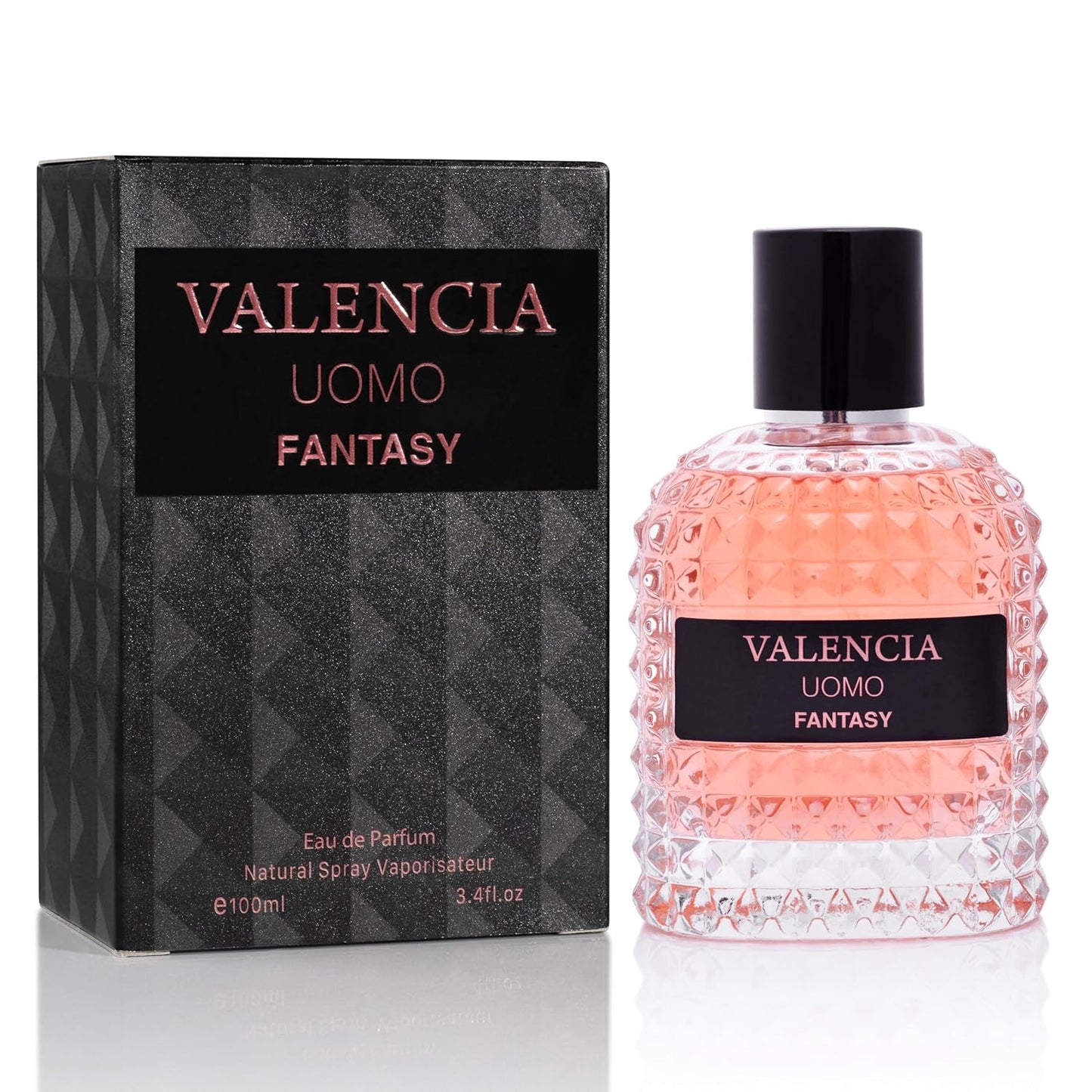 Valencia UOMO Fantasy Men EDP - Spicy & Woody Fragrance - Top Notes of Sweet Red Apple, Cardamom & Calabrian Bergamot - Base Scent of Warm Tobacco Leaf, Patchouli & Vetiver - Elegant 100ml Bottle