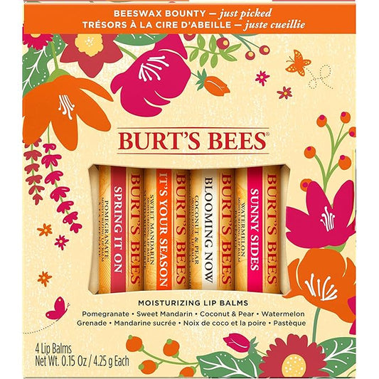Burt's Bees Gifts, 4 Lip Balm Products, Just Picked Set - Pomegranate, Sweet Mandarin, Coconut Pear & Watermelon (4 Pack)