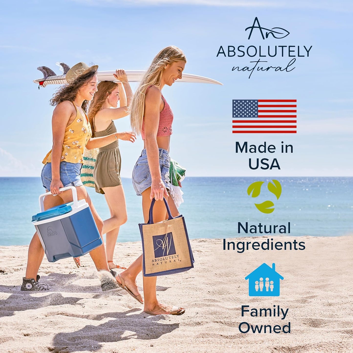 Absolutely Natural - SPF 15 Mineral Sunscreen - Broad Spectrum Water Resistant Moisturizer Lotion For Body & Face - With Non-Nano Zinc Oxide, Vitamin E, & Antioxidants - Made in USA, 3 Oz