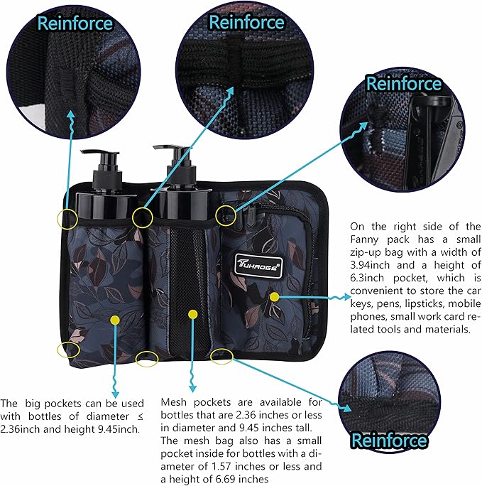 Massage Oil and Lotion Bottle Bag Holster for Massage Therapists (TH3KD-Ash Leaves)