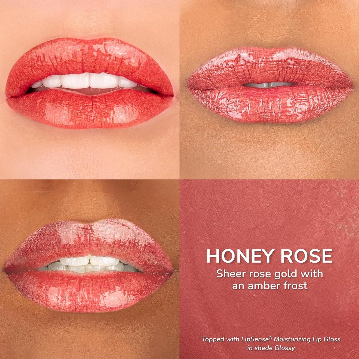 SeneGence LipSense Honey Rose Liquid Lipstick and Glossy Clear Lip Gloss Duo – 18HR Wear, Hydrating, Waterproof, Transfer-Proof