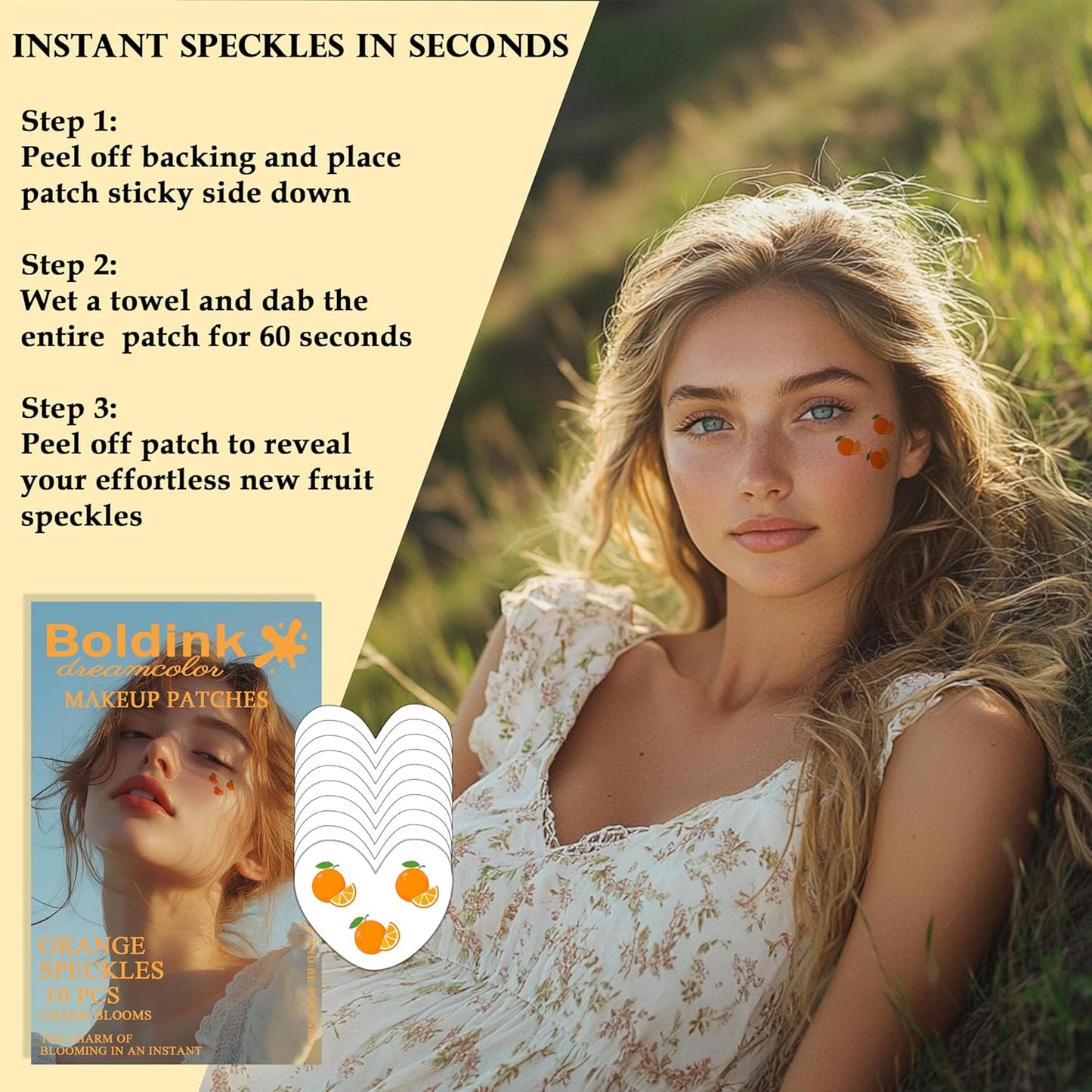 10pcs Orange Waterproof Speckle Makeup Patches, Temporary Facial Tattoos for Adults