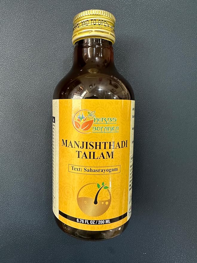 Manjisthadi Oil Tailam Remedies for Headache, Skin, Relaxing 6.76 Fl Oz