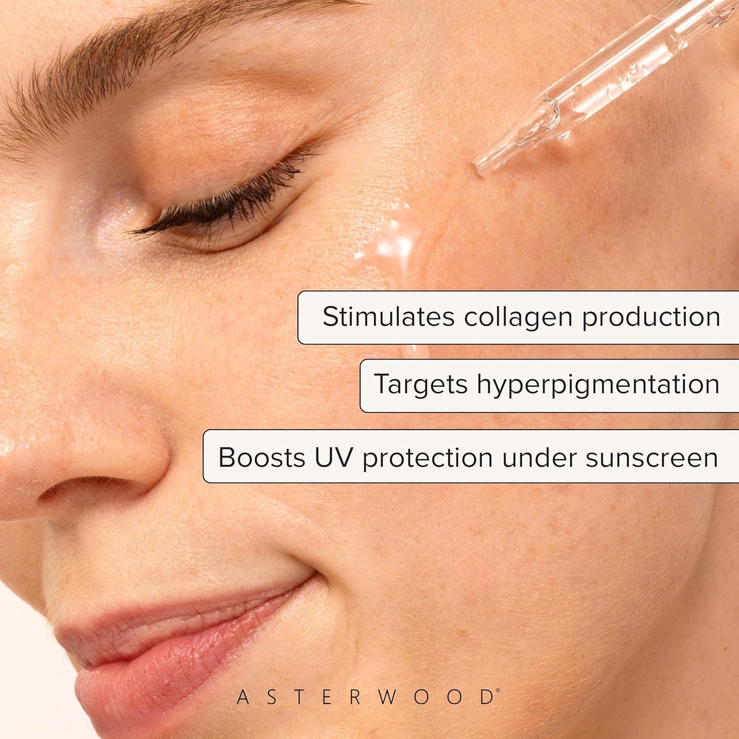 Asterwood Vitamin C Face Serum - with Hyaluronic Acid - Smoothing, Hydrating, Stimulates Collagen Production - Fragrance-Free - 8 Fl Oz