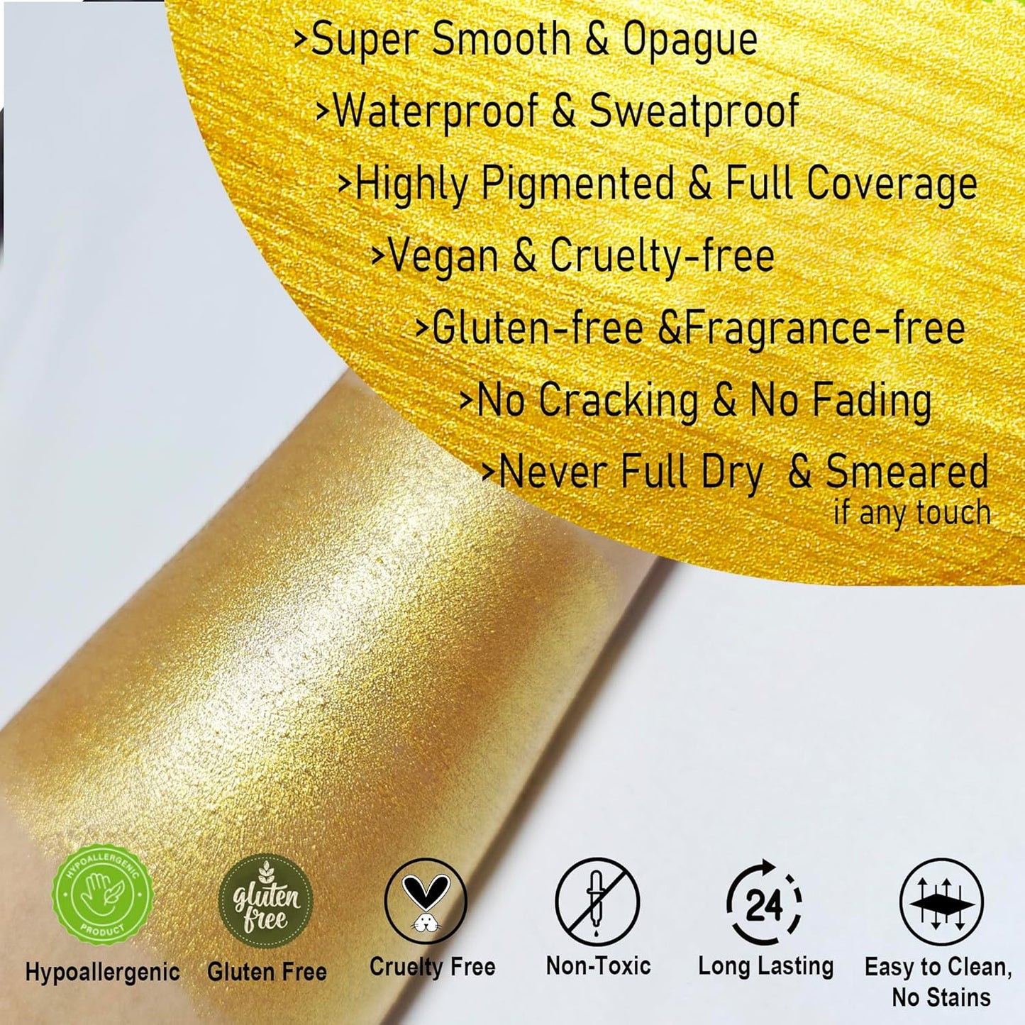 CCbeauty Gold Face Paint Stick, Metallic Face Painting Kit, Full Coverage SFX Makeup Foundation, Professional Non-Toxic Body Paint for Halloween Costume Party, For Wonder Women, Iron Man Makeup