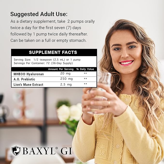 BAXYL & BaxylGI Bundle Pack - (6 fl oz Each) - Hyaluronic Acid Joint Supplement & Hylarunonan Amaferm Prebiotic Digestive Supplement.