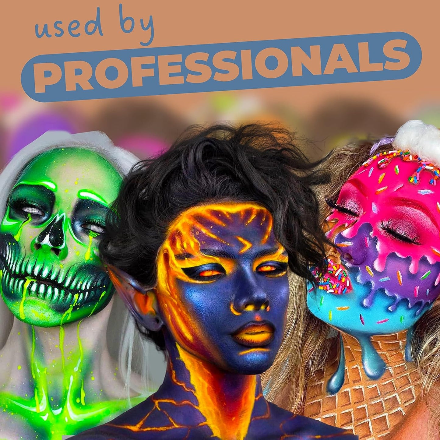 Blue Squid Face Paint Water Based Single Cake Professional Face Paint & Body Paint - Water Activated, Kids Adults Face Painting for Costume, Halloween Makeup - Metallic Antique Gold Face Paint 30g