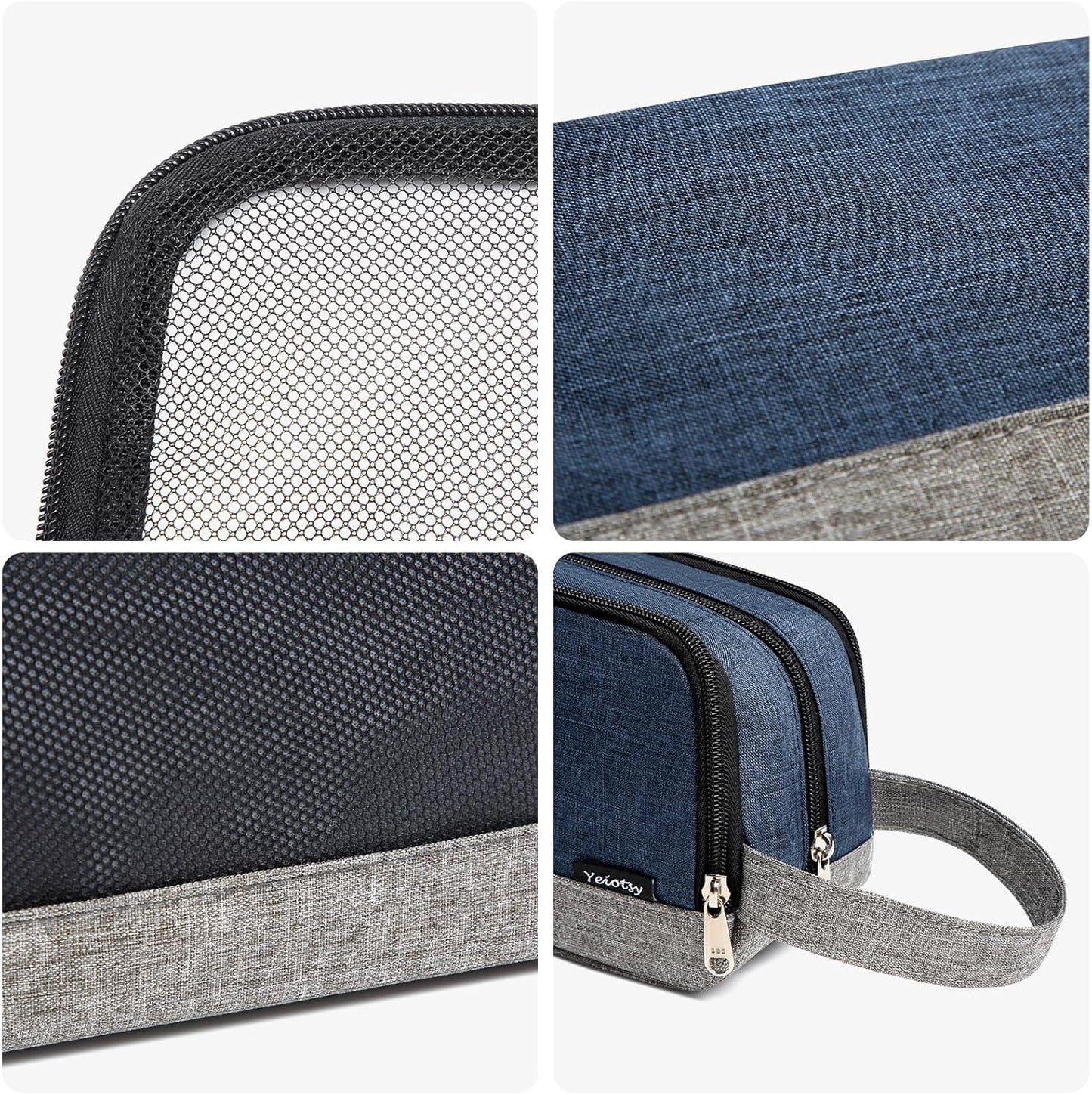 Yeiotsy Men's Travel Toiletry Bag – Color Clash Dopp Kit with Mesh Pockets, Durable Shaving Organizer for Gym, Camping & Weekend Trips