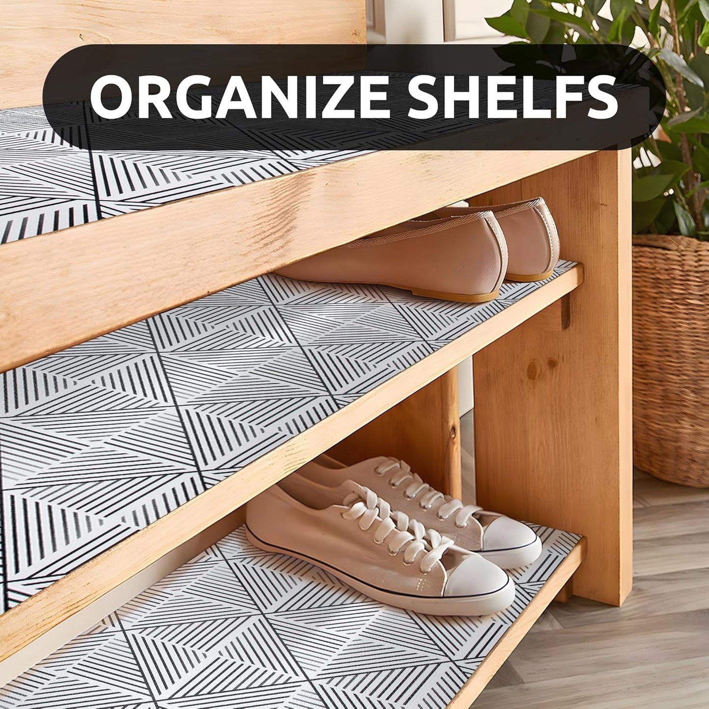 RAY STAR 12X120 Inch Shelf Liner for Kitchen Cabinets, Non-Adhesive Cabinet Liner Washable, PVC Drawer Liner for Dresser Non-Slip Bathroom (Classic Black)(5 Roll)