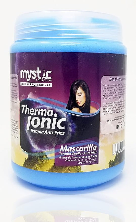 Thermo Group Mystic Thermo Ionic Anti Frizz Capillary Treatment Mask 35.27 Oz - Ionic Hair Treatment Mask For Straighter Frizz Free Smooth & Silky Hair - Reduces Tangles and Enhances Curls