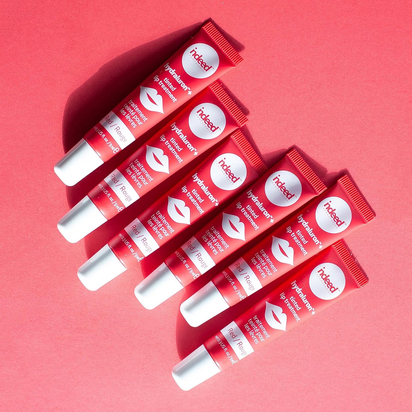 INDEED LABS Hydraluron + Tinted Lip Treatment, Hydrating Anti-Aging Lip Balm Treatment for Smooth Lips with Natural, Subtle Color, 9ml (Red)