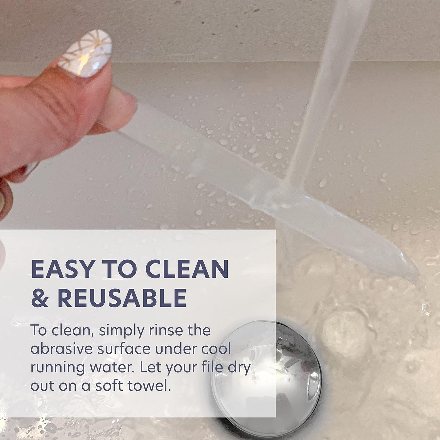 Bona Fide Beauty Glass Nail Files Kit in Silver - 3Pc Set Includes Glass Cuticle Pusher, Mini Travel Nail File, and Medium Glass File for Natural Nails