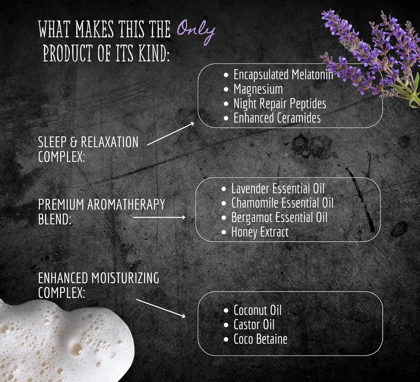 Kojic Lavender Night Edition 50+ Ingredients Face Body Bar with Melatonin, Night Repair Peptides Skin Care Bar with Ceramides, Essential Oils, Vitamin C, Retinol Cleansing and Hydration All Skin Types