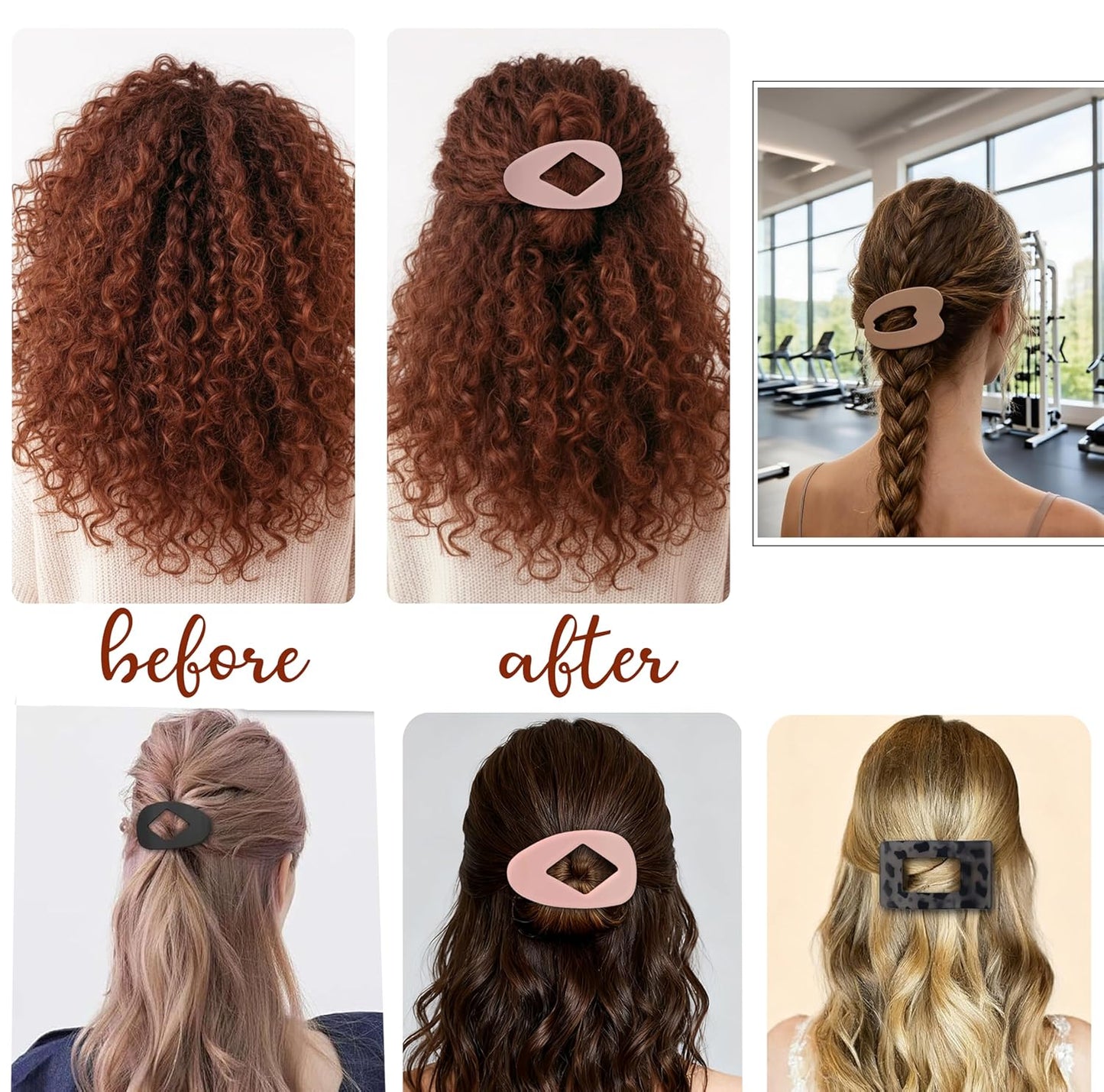 Large Matte Flat Hair Claw Clips for Women, 6 Pcs Non-slip Jaw Clamps, Stylish Matte Hair Accessories for Medium & Thin Hair, Strong Hold Claw Clips for Daily Wear, Shower, Travel