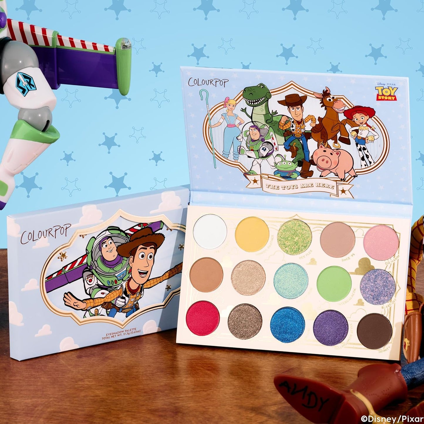 ColourPop x Toy Story Eyeshadow Palette - Multi-Colored, Limited Edition Makeup Palette with Matte & Matte Sparkle Finishes - Buildable, Blendable & High-Pigment Formula - The Toys Are Here (0.61 oz)