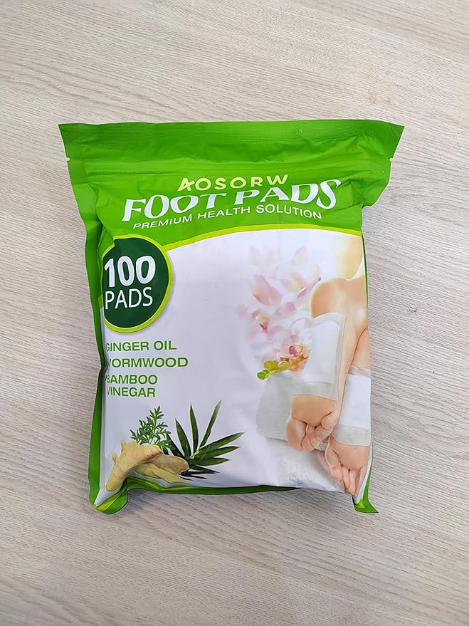 Natural Herbal Foot Pads - 100 Pack Ginger Oil & Bamboo Charcoal Premium Foot Care Patches - Relieves Stress and Fatigue - Improves Sleep and Supports Body Cleansing