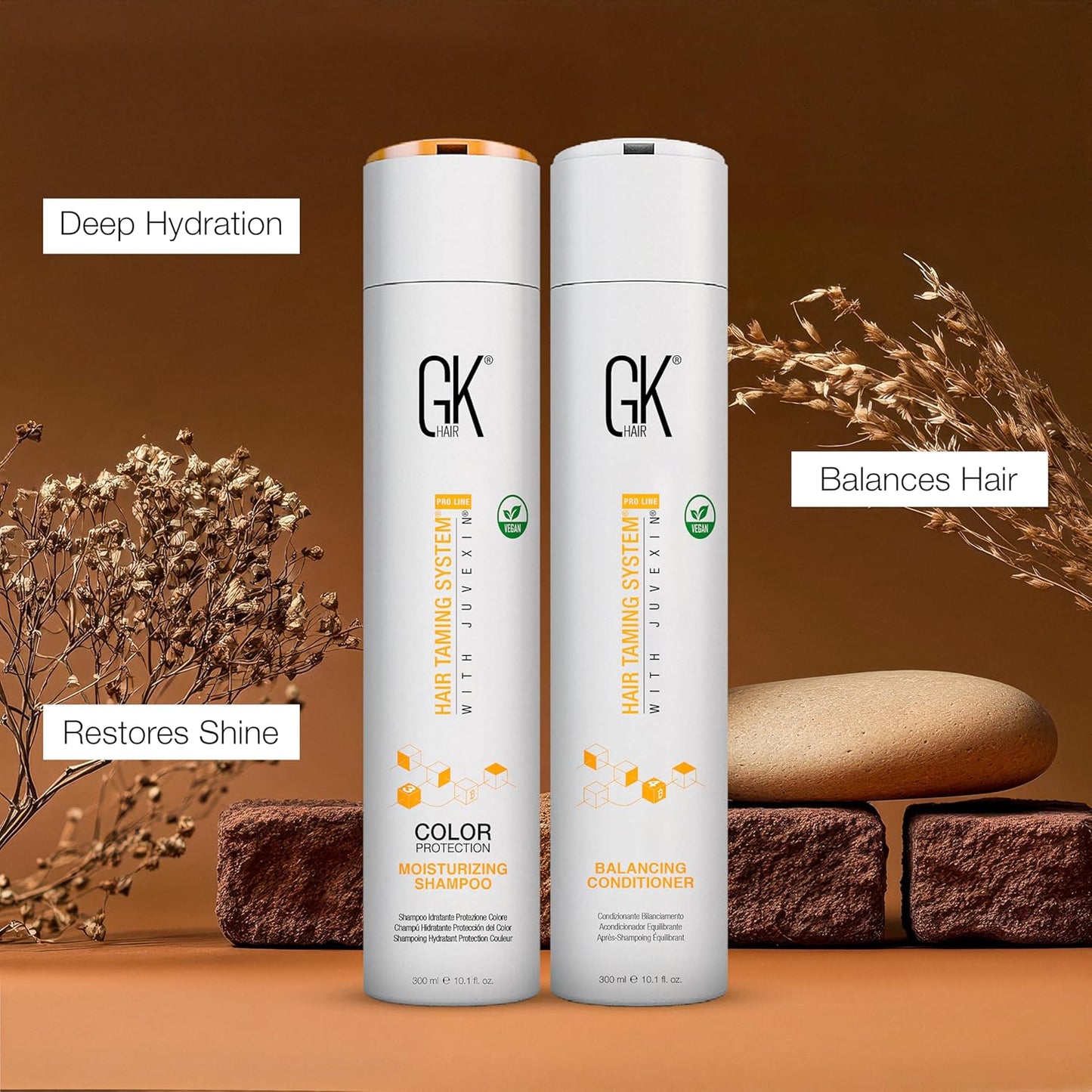 GK HAIR Vegan shampoo & Conditioner set - Organic Shampoo & Conditioner Set For Medium Hair -Made with Keratin, Aloe vera and Jojoba Seed oil- Paraben & Phthalate Free (10 Fl Oz)