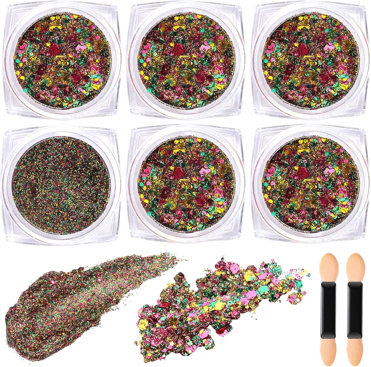 Teenitor Body Glitter Face Glitter for Halloween Makeup, Gold Purple Green Mixed Festival Glitter, Hair Glitter Gel for Halloween Rave Festival, Mardi Gras Glitter for Women Kids