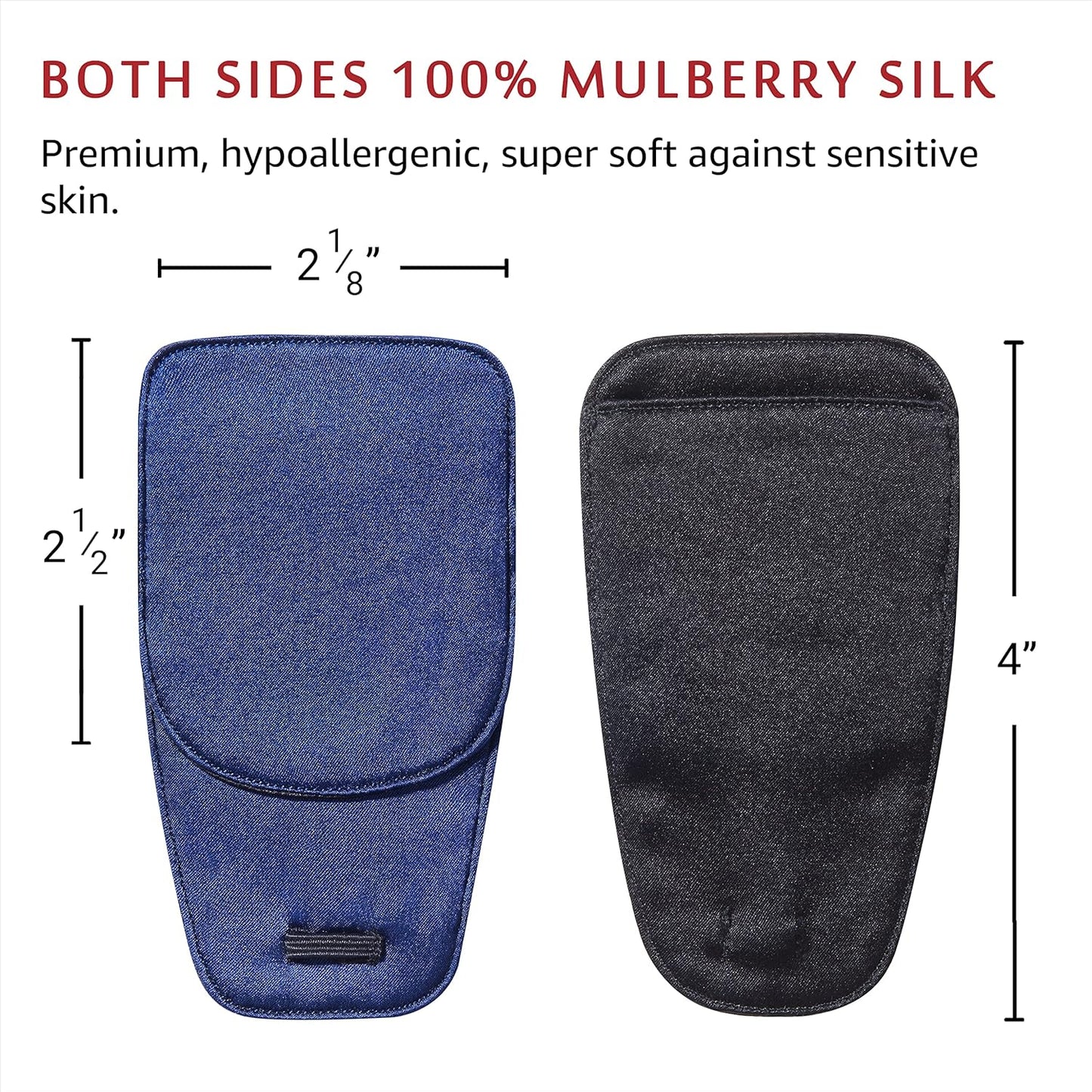 Astropic 2Pcs Large Silk Eye Patches for Adults Kids Big Glasses to Cover Either Eye (Large, Navy Blue)